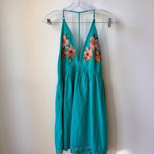 Free People dress floral blue green large